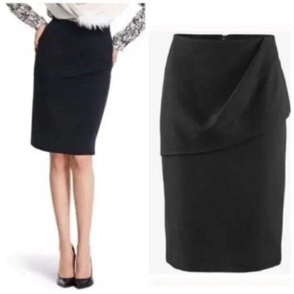 CABI Overlay Pencil Skirt Black #3099 Sz 6 EUC - Picture 1 of 5